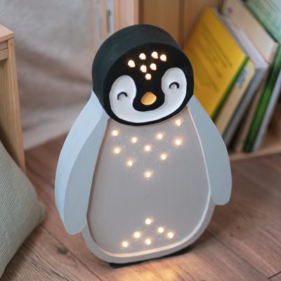 Lampada pinguino grande in legno fatta a man
